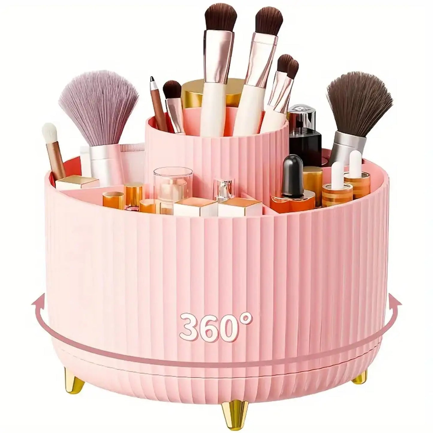 360° Rotating Makeup Organizer - Large Capacity Cosmetic & Skincare Storage for Vanity