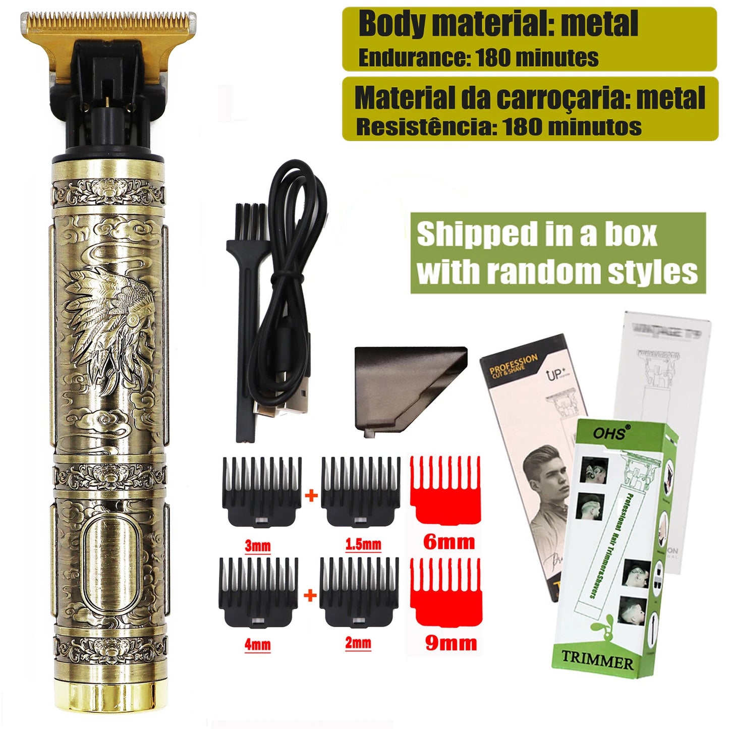 Vintage Cordless Hair Clipper - Professional Beard & Hair Trimmer with LCD Display & Adjustable Guards