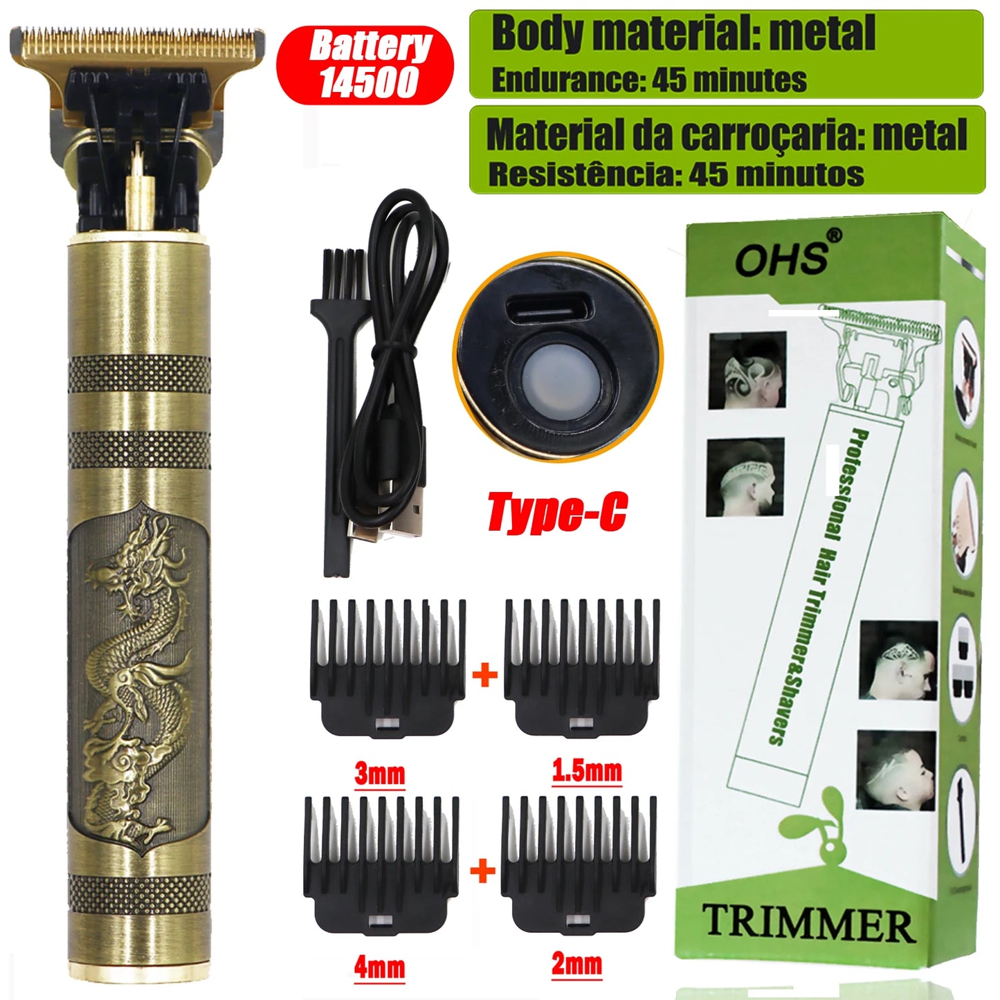 Vintage Cordless Hair Clipper - Professional Beard & Hair Trimmer with LCD Display & Adjustable Guards