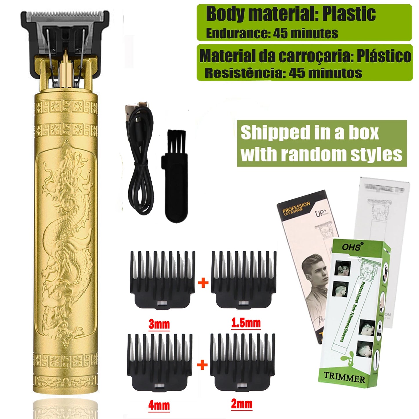 Vintage Cordless Hair Clipper - Professional Beard & Hair Trimmer with LCD Display & Adjustable Guards