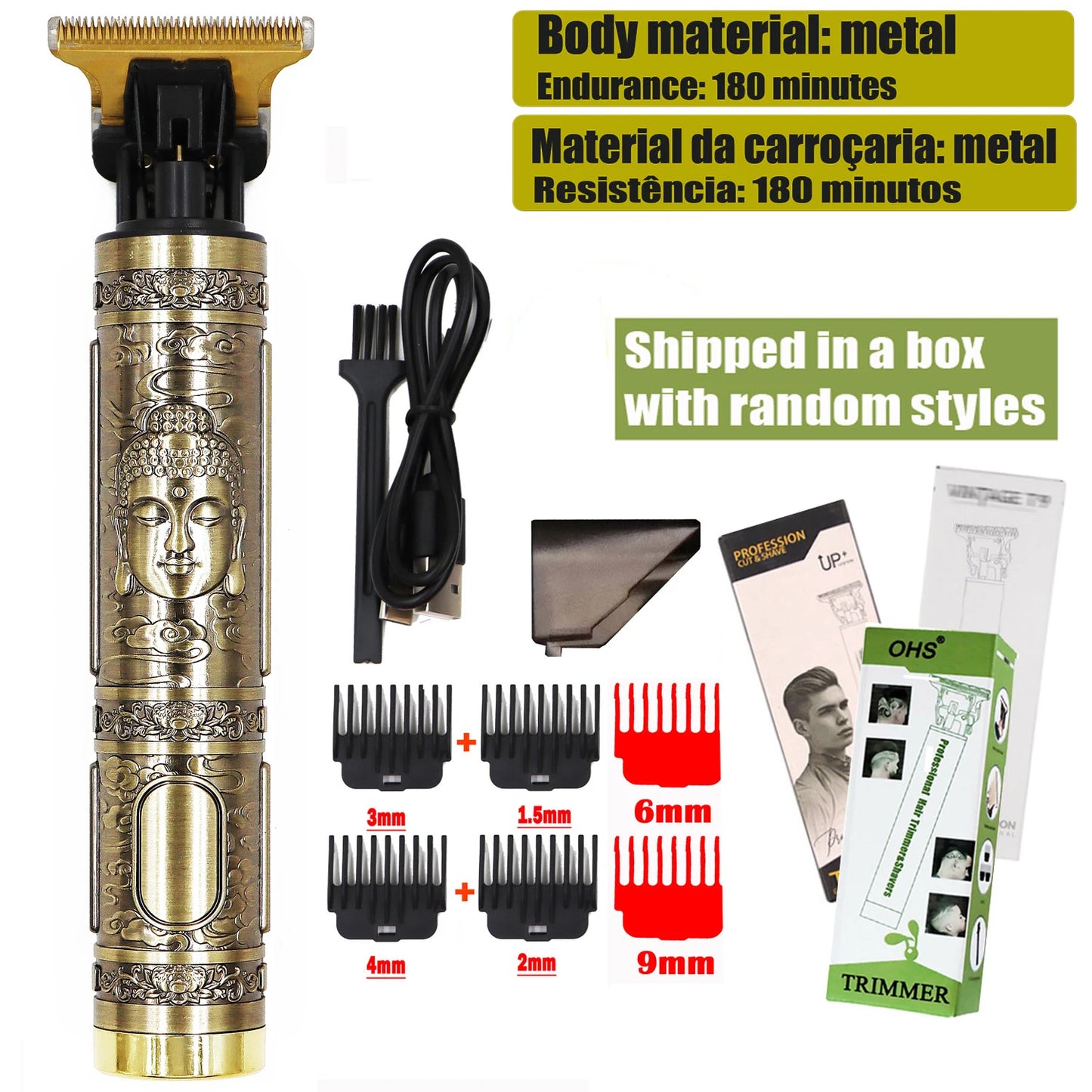 Vintage Cordless Hair Clipper - Professional Beard & Hair Trimmer with LCD Display & Adjustable Guards