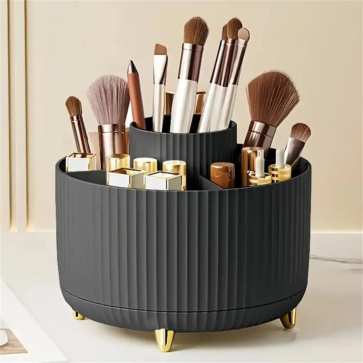 360° Rotating Makeup Organizer - Large Capacity Cosmetic & Skincare Storage for Vanity