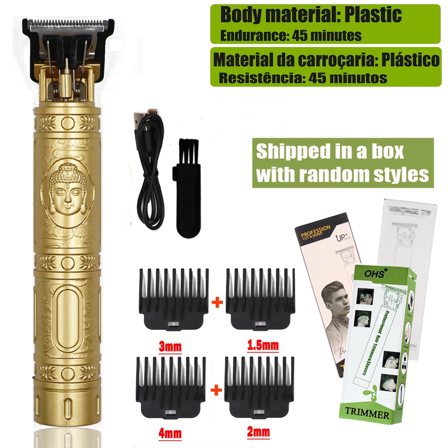 Vintage Cordless Hair Clipper - Professional Beard & Hair Trimmer with LCD Display & Adjustable Guards
