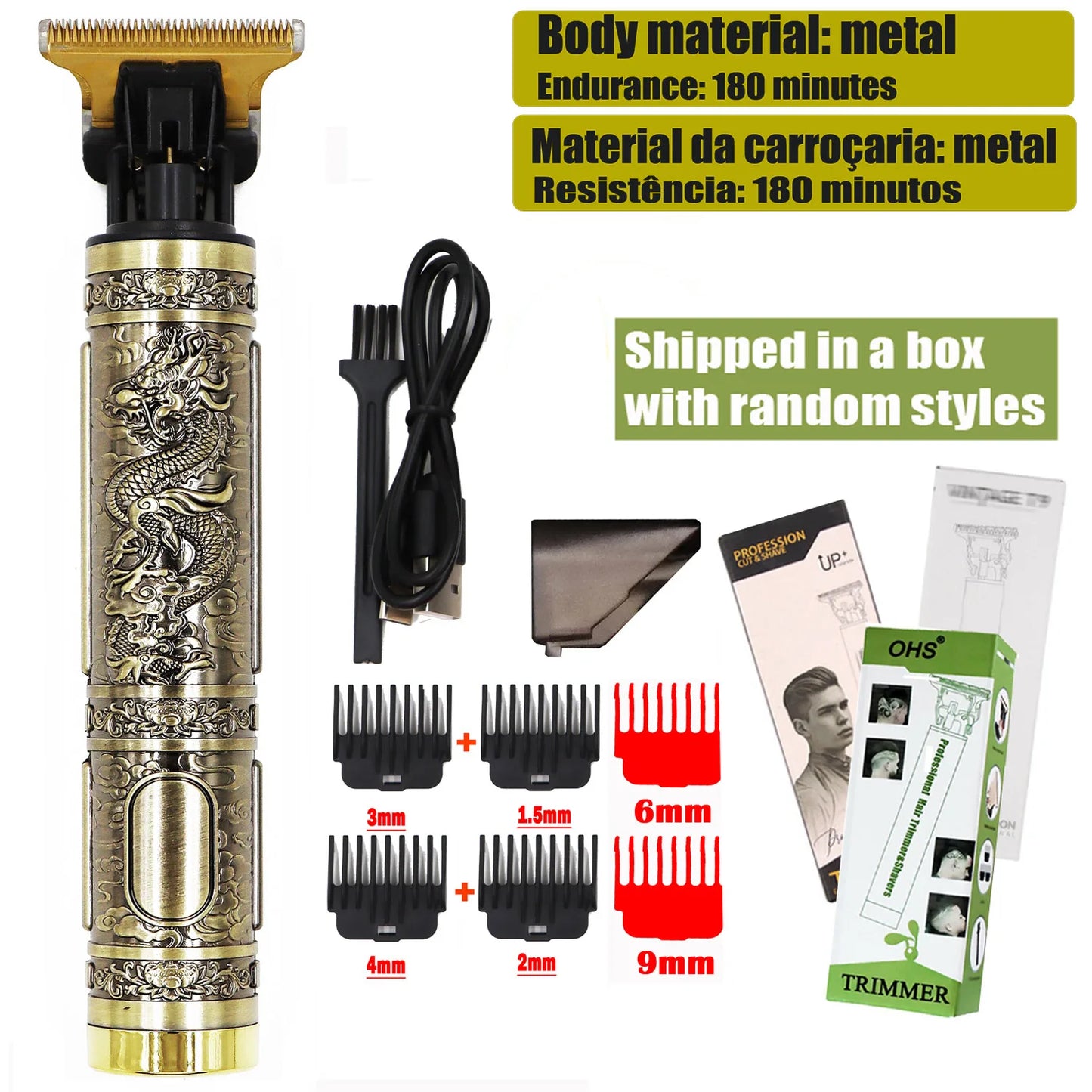 Vintage Cordless Hair Clipper - Professional Beard & Hair Trimmer with LCD Display & Adjustable Guards