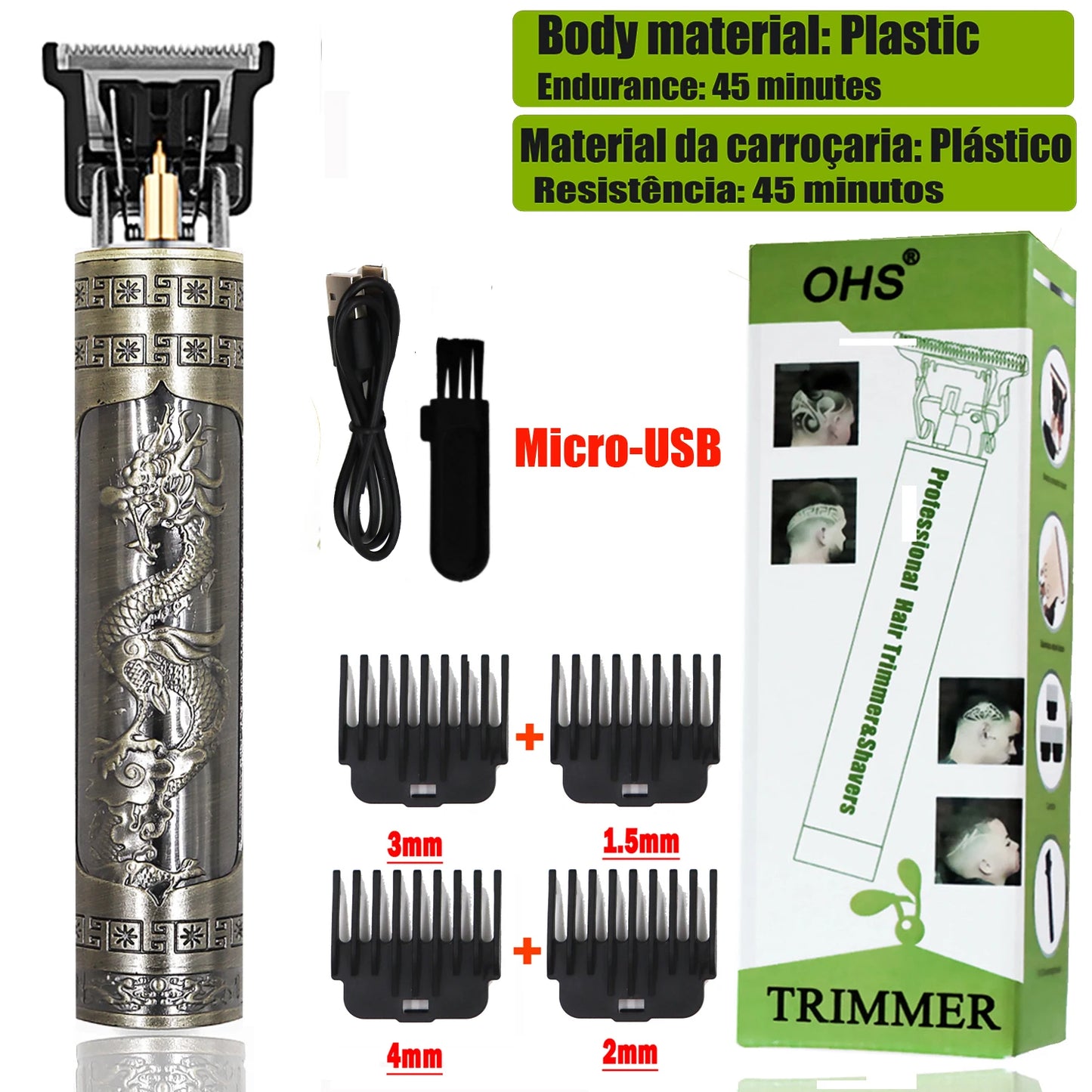 Vintage Cordless Hair Clipper - Professional Beard & Hair Trimmer with LCD Display & Adjustable Guards