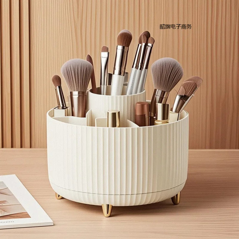 360° Rotating Makeup Organizer - Large Capacity Cosmetic & Skincare Storage for Vanity
