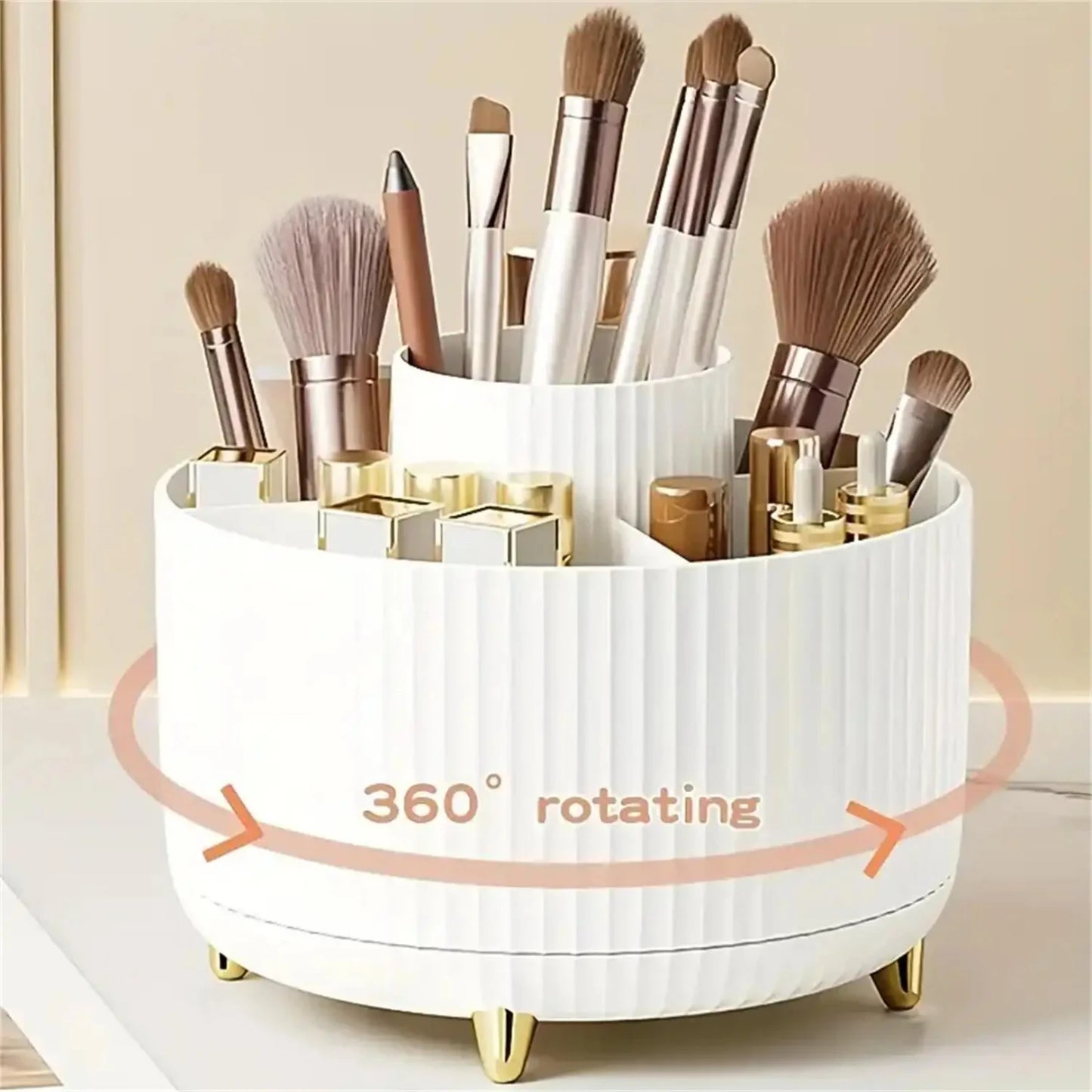 360° Rotating Makeup Organizer - Large Capacity Cosmetic & Skincare Storage for Vanity