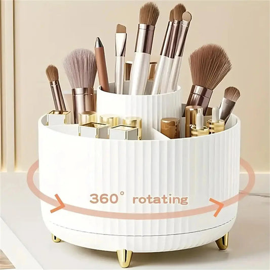 360° Rotating Makeup Organizer - Large Capacity Cosmetic & Skincare Storage for Vanity
