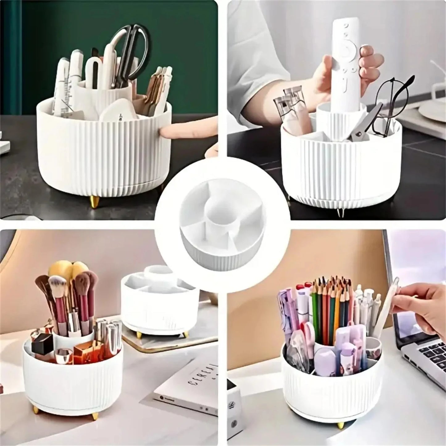 360° Rotating Makeup Organizer - Large Capacity Cosmetic & Skincare Storage for Vanity