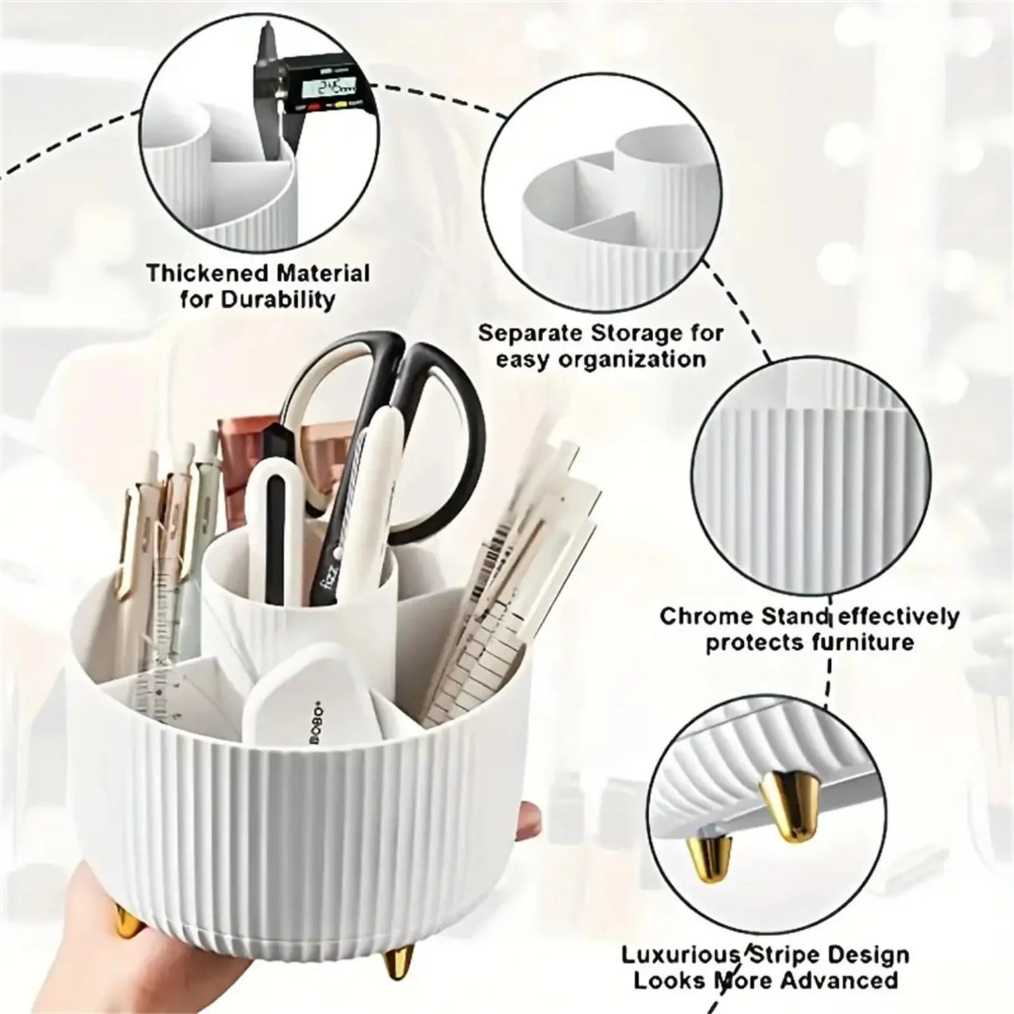 360° Rotating Makeup Organizer - Large Capacity Cosmetic & Skincare Storage for Vanity