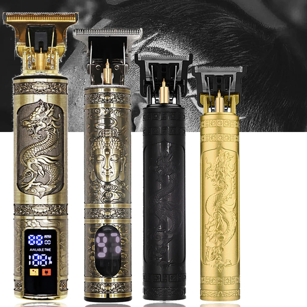 Vintage Cordless Hair Clipper - Professional Beard & Hair Trimmer with LCD Display & Adjustable Guards