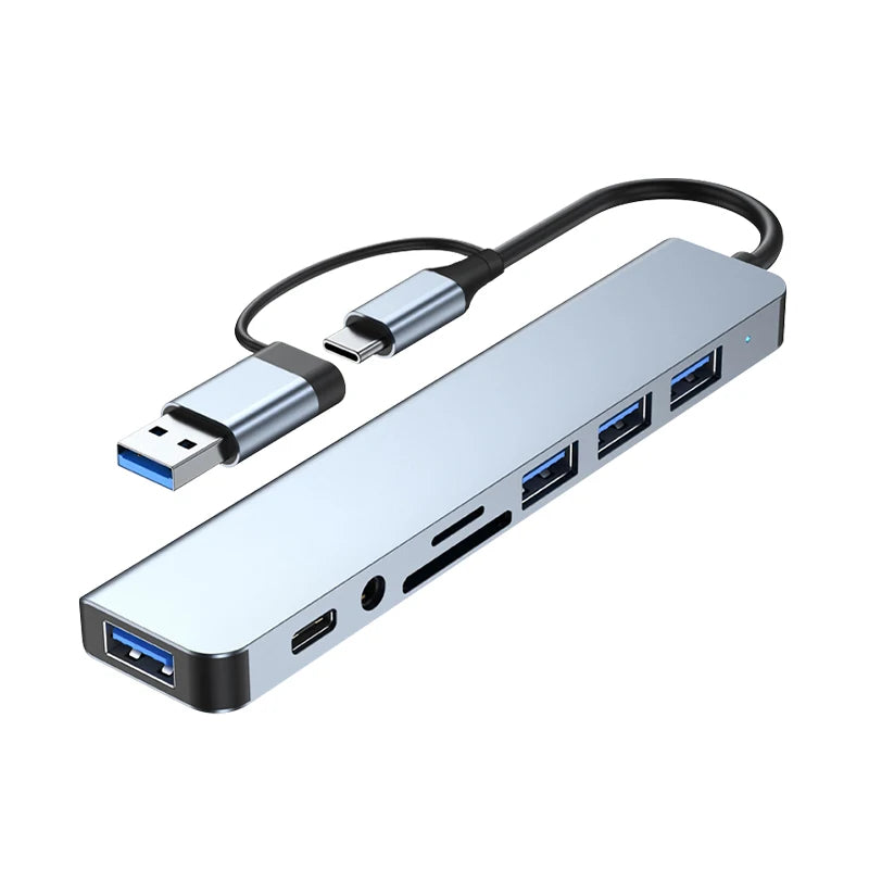 8-in-1 USB-C Hub Multiport Adapter for MAcBook & Laptop | USB 3.0, SD/TF Card Reader, Fast Charging Dock