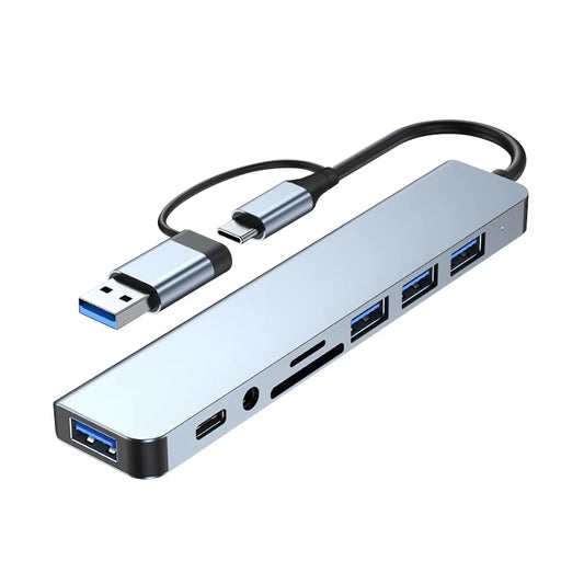 8-in-1 USB-C Hub Multiport Adapter for MAcBook & Laptop | USB 3.0, SD/TF Card Reader, Fast Charging Dock
