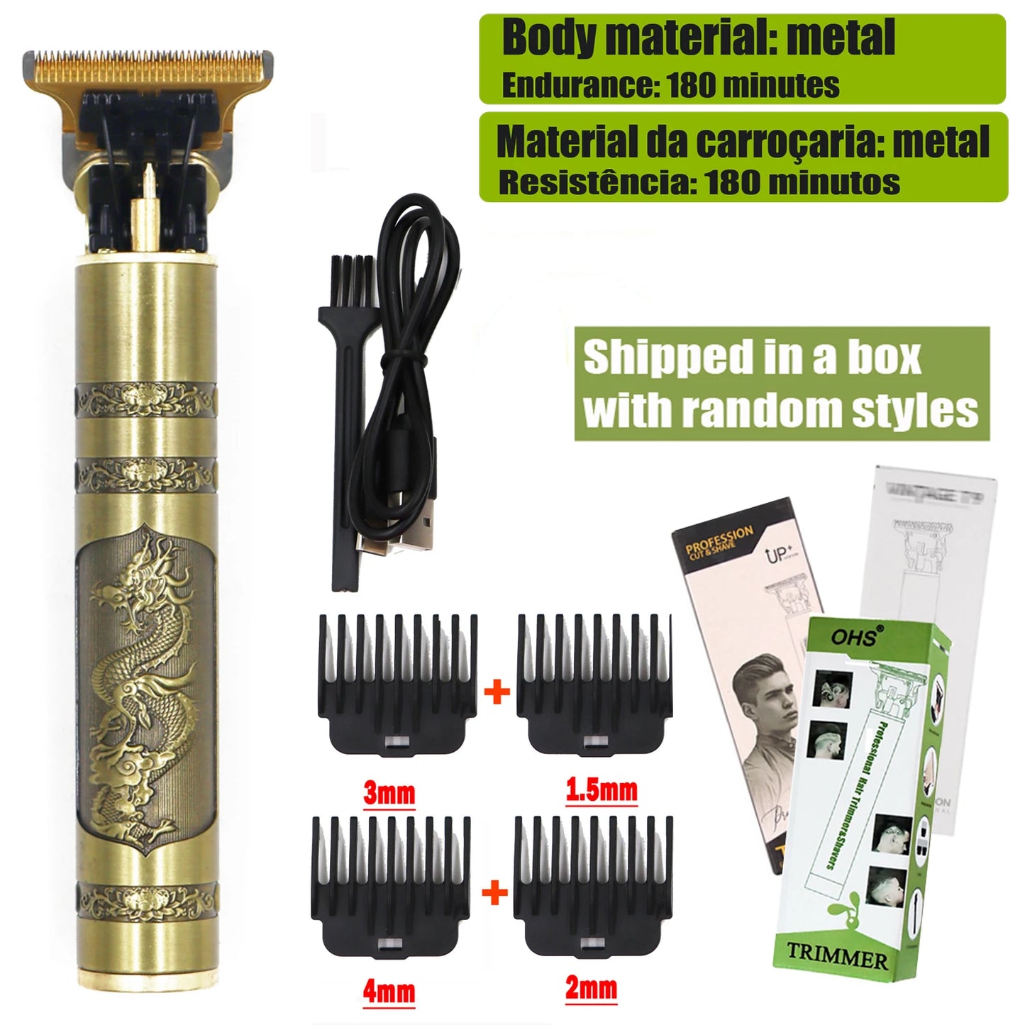 Vintage Cordless Hair Clipper - Professional Beard & Hair Trimmer with LCD Display & Adjustable Guards