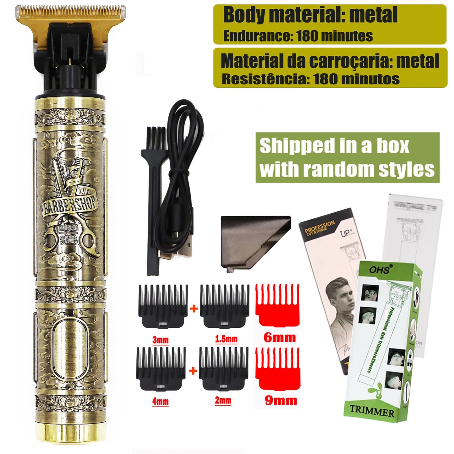 Vintage Cordless Hair Clipper - Professional Beard & Hair Trimmer with LCD Display & Adjustable Guards